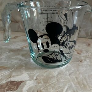 Disney Clear Glass Measuring Cup with Black Mickey Design